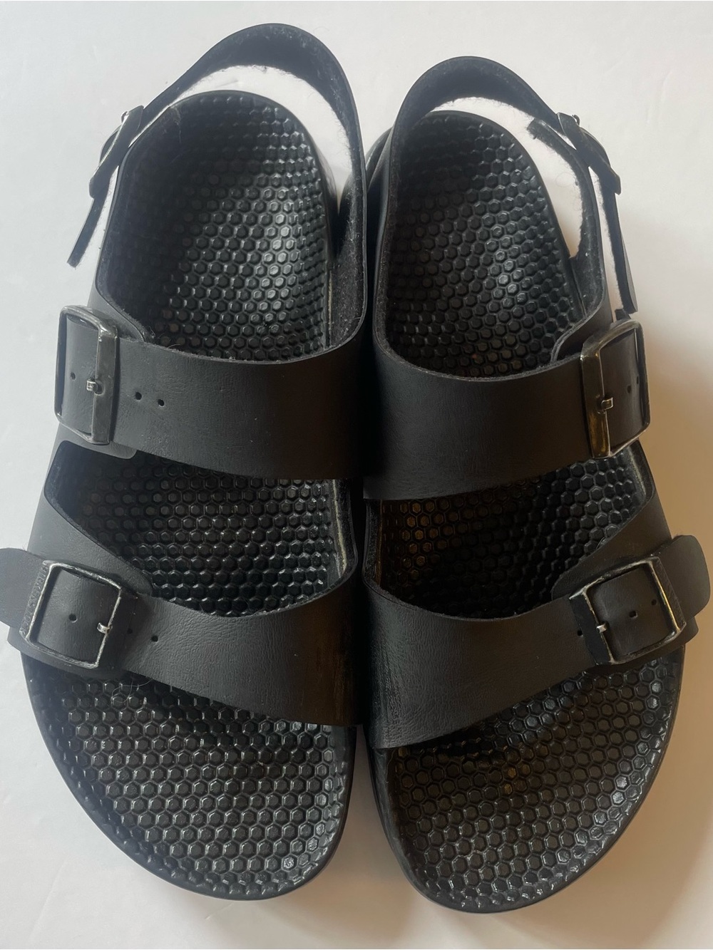 Birki's by Birkenstock Milos Black Leather 3-Strap Backstrap Sandals Size 39.5 - Picture 4 of 9